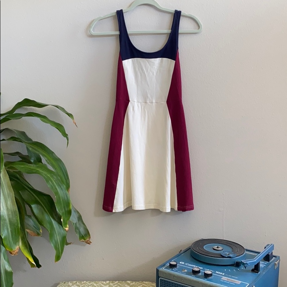 Express Color block skater dress